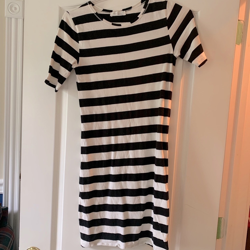 Black and white striped t shirt dress